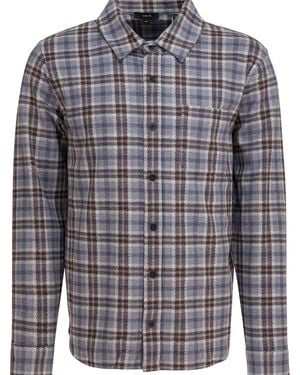 Vince Plaid Overshirt Jacket - Blue