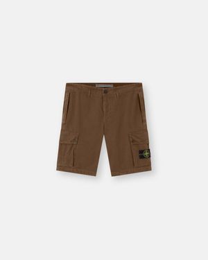 Stone Island Cotton Cargo Shorts - Natural