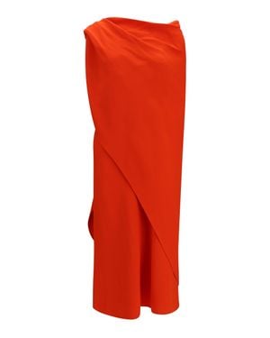 Balenciaga Draped Silk Midi Dress - Red