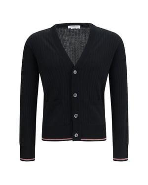 Thom Browne Ribbed Merino Wool Cardigan - Blue