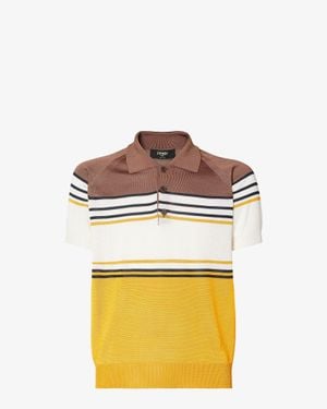 Fendi Striped Cotton Polo Shirt - Brown