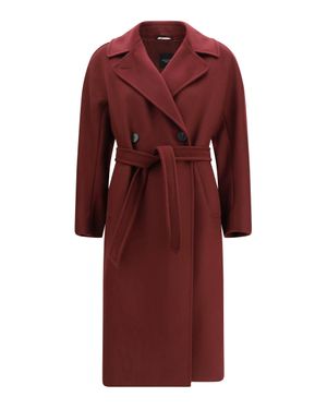 Weekend by Maxmara Belted Wool Coat Bordeaux - Red