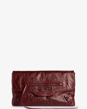 Balenciaga Le City Leather Clutch - Red