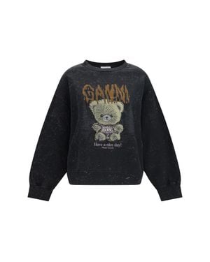Ganni Isoli Forest Teddy Sweatshirt Phantom - Black