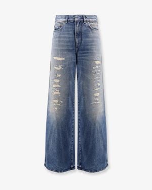 Dior Flared Jeans With Destroyed Effect - Blue