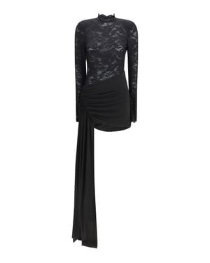 Nissa Low-Back Mini Lace Dress - Black