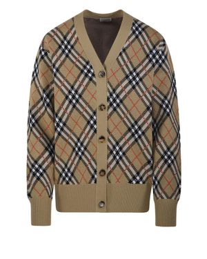 Burberry V-Neck Cardigan With Buttons - Natural