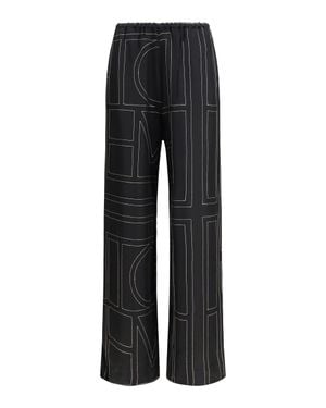 TOTEME Trousers Silk Monogram - Black