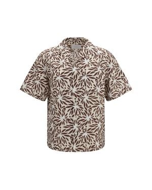 Prada Printed Cotton Bowling Shirt - Brown