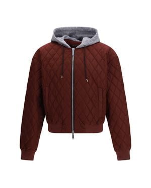 DSquared² Quilted Hooded Bomber Jacket - Red