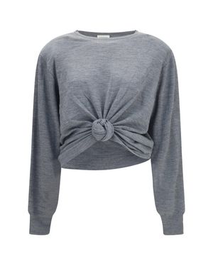 Magda Butrym Long-Sleeve Knot T-Shirt - Grey