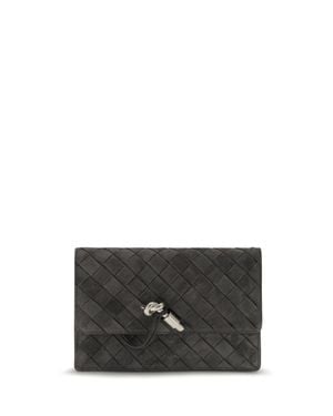 Bottega Veneta Andiamo Suede Shoulder Bag Obsidian - Black