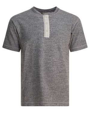 Buzz Rickson's Cotton T-Shirt With Buttons T-Shirts - Gray