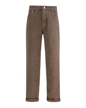 Brunello Cucinelli Jeans With Turn-Up Hem - Brown