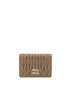 Miu Miu Leather Card Holder - Natural