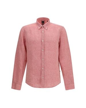 BOSS Shirt Regular-Fit Linen - Pink