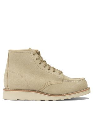 Red Wing "6' Moc Toe 3328 Cream Abilen" Lace-Up Ankle Boots - Natural