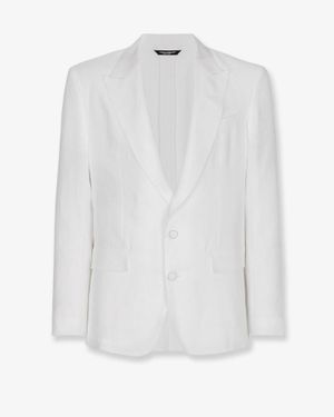 Dolce & Gabbana Sicilia Single-Breasted Linen Blazer - White