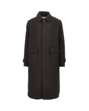 Les Deux Herringbone Wool-Blend Coat - Black