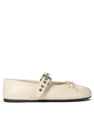 Miu Miu Leather Ballet Flats - White