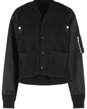 Sacai Cotton Blend Cardigan - Black