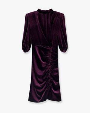 ACTUALEE Velvet Dress With Drapery - Blue