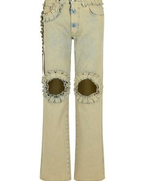 Coperni 'Ruffled' Cotton Jeans - Natural