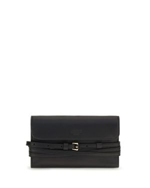 Moschino Leather Wallet With Buckle Detail - Black