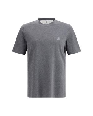 Brunello Cucinelli Logoed T-Shirt - Grey