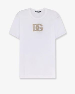 Dolce & Gabbana Cotton T-Shirt With Patch Logo On The Front - White