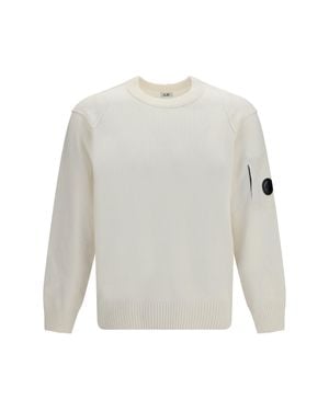 C.P. Company Grs Lambswool Crewneck Sweater Gauze - White