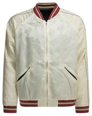 Beams Plus Oriental Triacetate Triacetate Polyester Cotton Nylon Spandex Reversible Bomber Jacket - Gray