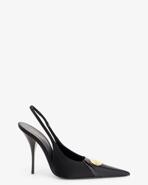 Saint Laurent Louis Patent Leather Court Shoes With Logo Tag - Black