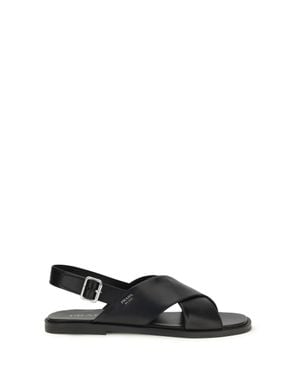 Prada Saffiano Criss-Cross Sandals - White