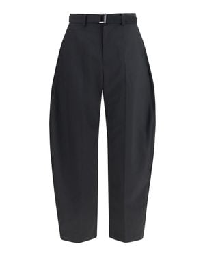 Sacai Wool Tailored Pants With Belt - Blue