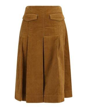 Tory Burch Corduroy Pleated Skirt Terracotta - Brown