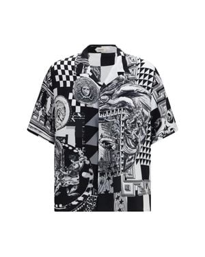Versace Printed Silk Twill Shirt - Black