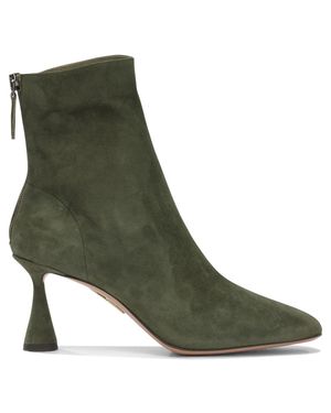 Aquazzura "Amore 75 Mm" Ankle Boots With Zipper - Green