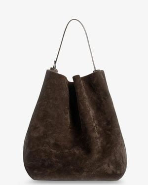 TOTEME Suede Belted Tote Shoulder Bag - Black