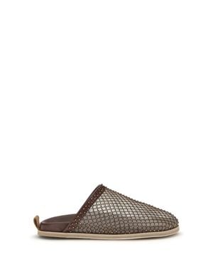 forte_forte Forte_Forte Mesh Mules With Rhinestones - Brown