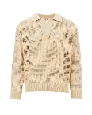 Cmmn Swdn Openworked Knitted 'Arram' Polo Shirt - Natural