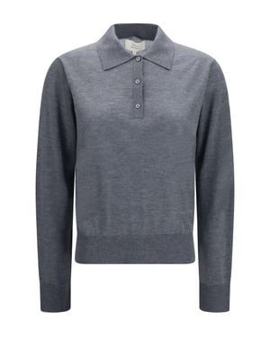 Loulou de Saison Miles Long-Sleeve Polo Anthracite - Blue