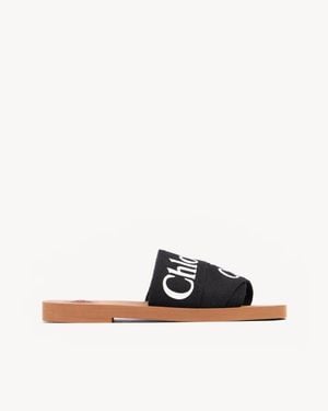 Chloé Chloé Woody Slides Linen Leather - White
