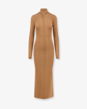 Elisabetta Franchi Knitted Dress With Snake Detail - Natural
