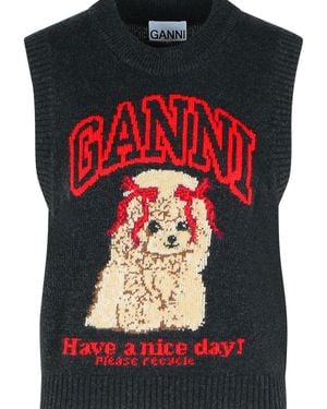 Ganni Wool Blend Vest - Black