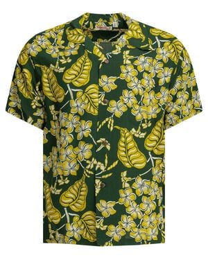 Sun Surf Plumeria Blossoms Casual Shirt - Green