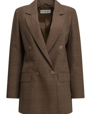 Max Mara Double-Breasted Wool Blazer - Brown