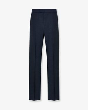 Dior Wool And Mohair Trousers With Satin Details - Blue