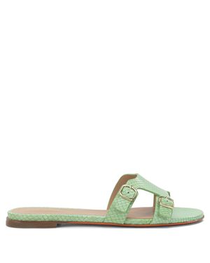 Santoni Goat Cow Leather Sandals - Green
