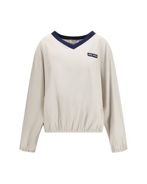 Miu Miu Pongé Tec Sweatshirt - White